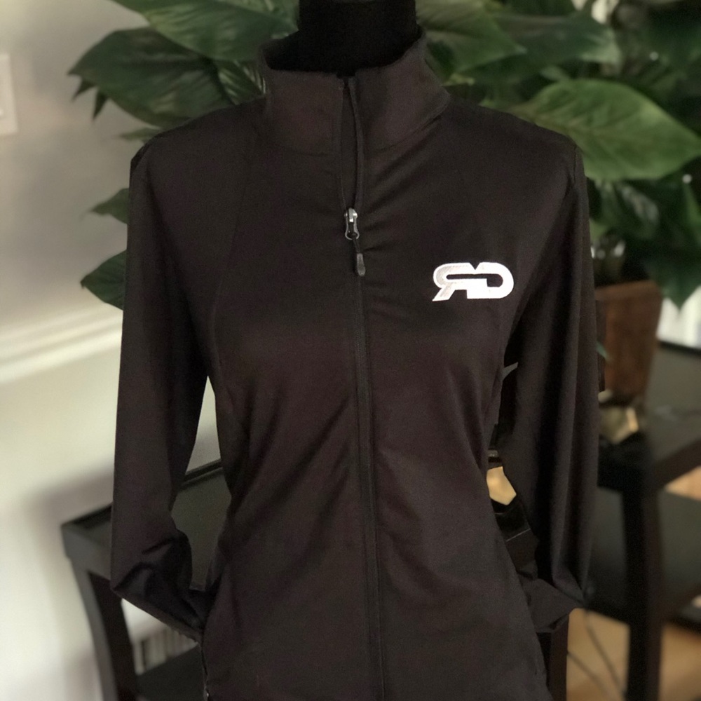 Black Full Zip Athletic Track Jacket